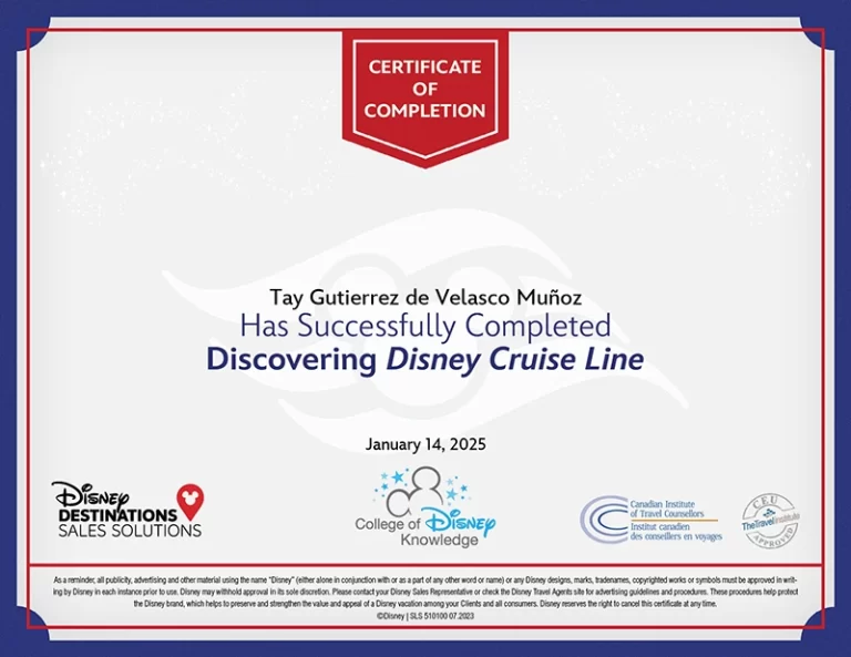 certificado-Crucero disney