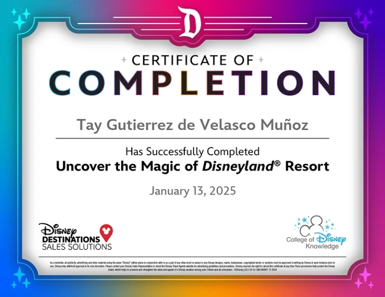 certificado-Disneyland (California)