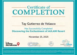 certificado-Aulani resort Disney 2