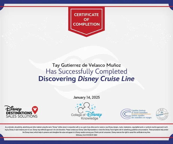 certificado-Crucero disney