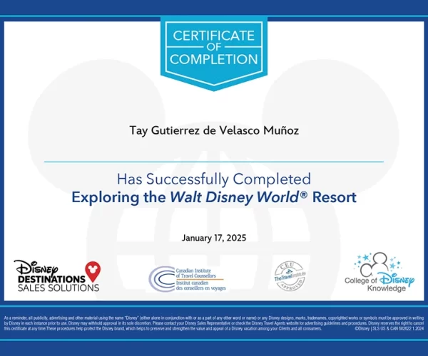 certificado-Disney world