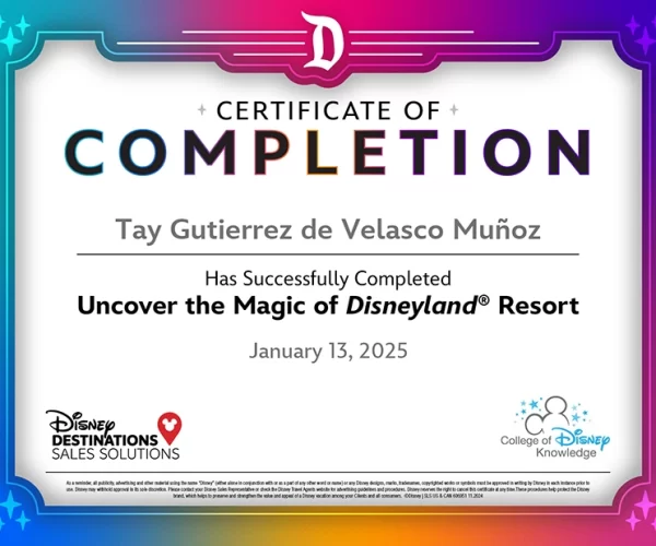 certificado-Disneyland (California)
